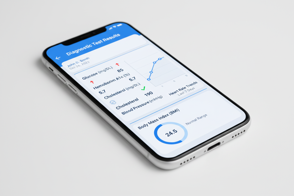 stwórz zdjęcie wyników testów diagnostycznych na telefonie 